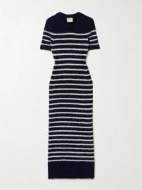 Khaite Helen striped brushed silk and cashmere blend midi dress at Net a Porter