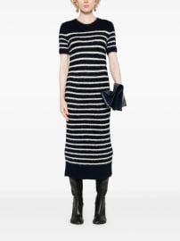 Khaite Helen striped brushed silk and cashmere blend midi dress at Farfetch