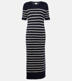 Khaite Helen striped brushed silk and cashmere blend midi dress at Mytheresa