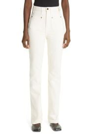 Khaite Isabella High Waist Straight Leg Jeans in Ivory Rigid Size 24 at Nordstrom