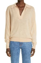 Khaite Jo Stretch Cashmere Polo Sweater in Mahogany  at Nordstrom