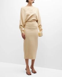 Khaite June Off The Shoulder Midi Dress at Neiman Marcus