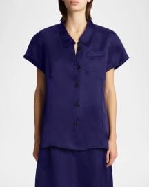Khaite Keefe Short-Sleeve Silk Shirt at Neiman Marcus