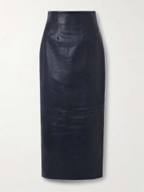 Khaite Loxley Leather Maxi Skirt in Navy at Net a Porter