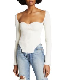 Khaite Maddy Notched Ribbed-Knit Top at Neiman Marcus