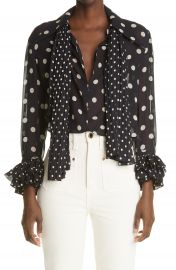 Khaite Nia Dot Silk Georgette Blouse   Nordstrom at Nordstrom