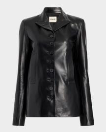 Khaite Saraphina Leather Single-Breasted Jacket at Neiman Marcus