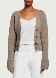 Khaite Scarlet Cashmere Cropped Cardigan - at Bergdorf Goodman