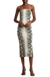 Khaite The Rumer Python Print Strapless Midi Dress at Nordstrom