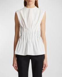 Khaite Westin pintucked cotton poplin top at Neiman Marcus