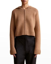 Khaite Winston Cashmere Crop Zip-Up Hoodie at Neiman Marcus