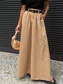 Khaki Maxi Skirt Little Sister at Little Sister