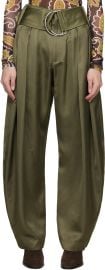 Khaki Pleated D Ring Trousers at ssense
