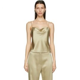 Khaki Satin Johar Tank Top at Ssense