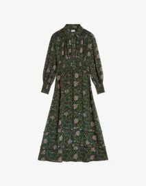 Khaki Silk Tree Of Life Print Maxi Dress Womenswear Brora at Brora