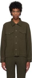 Khaki Wool Like Light Jacket at ssense