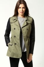 Khaki and leather jacket at Boohoo