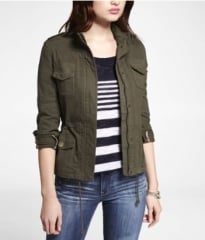 Khaki cotton jacket at Express