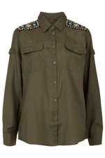 Khaki green shirt from Topshop at Topshop