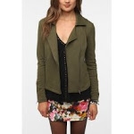 Khaki moto jacket at Urban Outfitters at Urban Outfitters