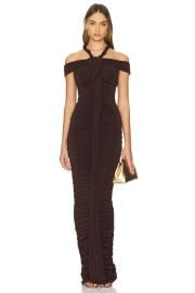 Khanums Textured Slinky Maxi Dress In Brown at Revolve