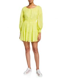 Kiara Button-Front Tiered Short Dress at Neiman Marcus