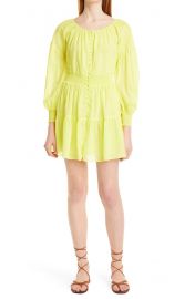 Kiara Smocked Long Sleeve Button Front Dress at Nordstrom