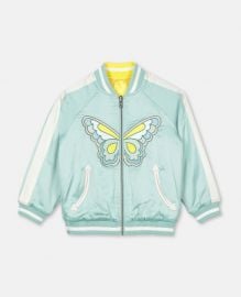 Kids Mint Embroidered Butterfly Satin Bomber  Stella McCartney US at Stella McCartney