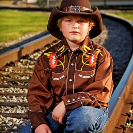 Kids Western Shirts - Rockmount Steer Brown amp Tan Kids Western Shirt texasgoldminors at Texas Gold Minors