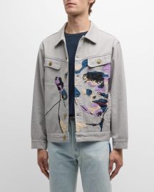 Kidsuper Face Embroidered Denim Jacket at Neiman Marcus