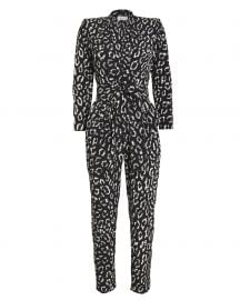 Kieran Leopard Silk Crepe Jumpsuit at Intermix