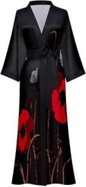 Kihnop Womenx27s Floral Long Kimono Robe Long Satin Robe Long Silk Robe Ladies Kimonos Silky Bathrobe Cover Up One Size at Womens Clothing store at Amazon