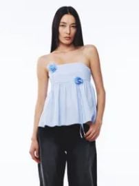 Kijun Corsage Camisole in Sky Blue Stripe at Musinsa