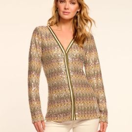 Kiki Chevron Sequin Cardigan in boca sequin Ramy Brook at Ramy Brook