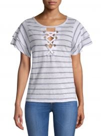 Kiki Lace-Up Stripe Tee at Saks Off 5th