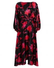 Kim B Floral Silk Midi Flare Dress by Saloni at Intermix