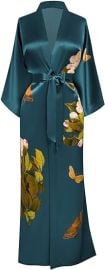 Kim Ono Washable Silk Kimono Robe Long in Floral Print at Amazon