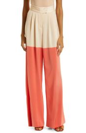 Kimberly Goldson Liza Satin Colorblock Wide Leg Pants at Nordstrom