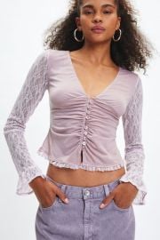 Kimchi Blue Arabella Button Front Lace Top at Urban Outfitters