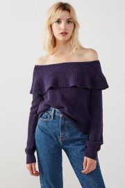 Kimchi Blue Chrissy Off-The-Shoulder Ruffle Sweater at Urban Outfitters