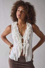 Kimchi Blue Clara Cascading Ruffle Tie Front Tank Top at Urban Outfitters
