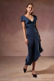 Kimchi Blue Cora Lace Trim Asymmetrical Midi Dress at Urban Outfitters