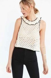 Kimchi Blue Crochet Ruffle-Neck Sweater at Urban Outfitters