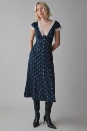 Kimchi Blue Faye Lace Trim Button Down Midi Dress at Urban Outfitters