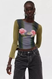 Kimchi Blue Katie Mesh Floral Graphic Long Sleeve Tee at Urban Outfitters