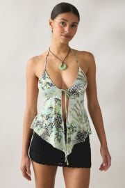 Kimchi Blue Leila Tie Front Flyaway Hanky Hem Halter Top at Urban Outfitters