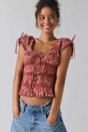 Kimchi Blue Remi Tie Front Cropped Blouse at Urban Outfitters