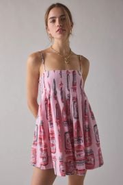 Kimchi Blue Smooth Sailing Pleated Flounce Babydoll Mini Dress at Urban Outfitters