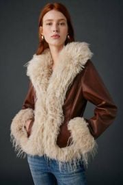 Kimchi Blue Tiffany Faux Leather + Faux Fur Trim Jacket at Urban Outfitters