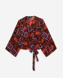 Kimono-Style Top with Kiss Print at The Kooples